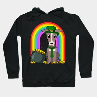 Whippet Rainbow Irish Clover St Patrick Day Dog Gift print Hoodie